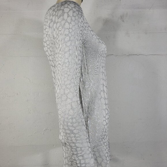 Cache gray silver animal print polka dot lightweight sweater knit top ladies XS - Picture 3 of 7